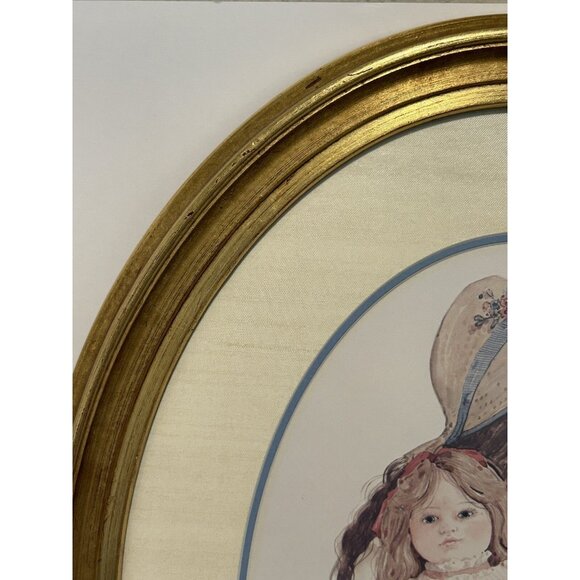Jan Hagara Oval Frame Matted Art Girl & Doll Romantic Victoriana ‘77 Cottagecore - Picture 10 of 16
